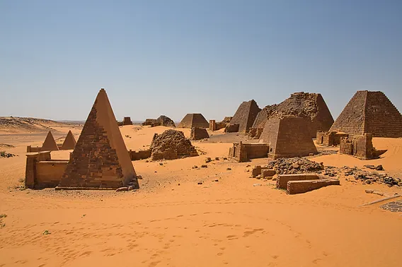 Royal pyramids of Meroë rising from the desert sands of modern Sudan